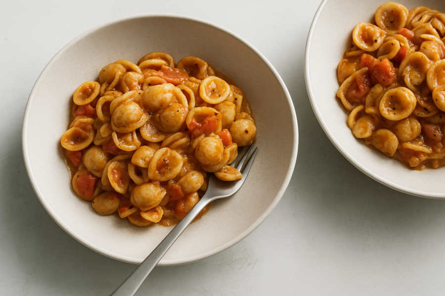 Roasted White Bean and Tomato Pasta